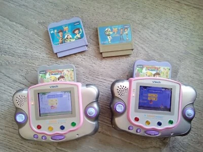$39.99 • Buy Two (2) V Tech V Smile Pocket Pink Purple Learning Systems With 4 Games 