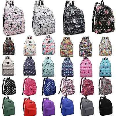 Boys Girls Retro Backpack Rucksack School College Travel Laptop Canvas Bag • £8.99