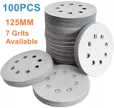 $24.39 • Buy 125mm 5  8-Hole Sanding Discs Hook Loop Orbital Sander Pads 80 Grit
