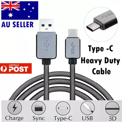Long Braided Charging Cable USB Type-C Cord For Samsung Galaxy S8 S9 1M/2M/3M AU • $11.99