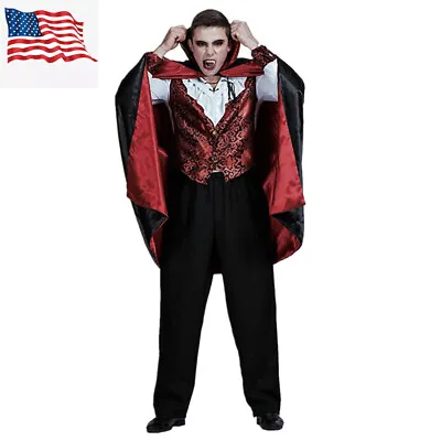 Men’s Vampire Halloween Costume Cape Cloak Adult Bloody Bat Outfit US • $29.99