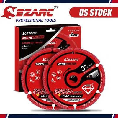 2Pack EZARC 3 X 3/8 In Diamond Cutting Wheel For Metal Rebar Steel Iron INOX • $23.99