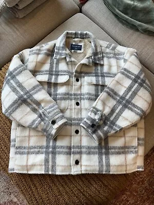 Abercrombie & Fitch Men’s Size XXL Relaxed Sherpa Lined Plaid Shirt Jacket • $59.98