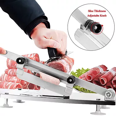 Manual Frozen Meat Slicer Mutton Ham Beef Cutter Stainless Steel Cutting Machine • $26.99