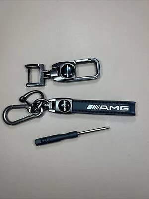 Black Leather  5 3/4  Key Holder Keychain For AMG Mercedes Benz Vehicles USA • $11.99