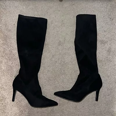 Women's Nine West Knee High Side Zipper Black Boots Stiletto Heel Size 9M • $20.50