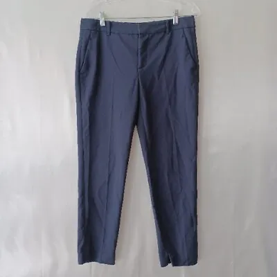 Zara Basic Pants Womens Medium Navy Blue Casual Workwear Straight Slit Leg Pants • $12.99