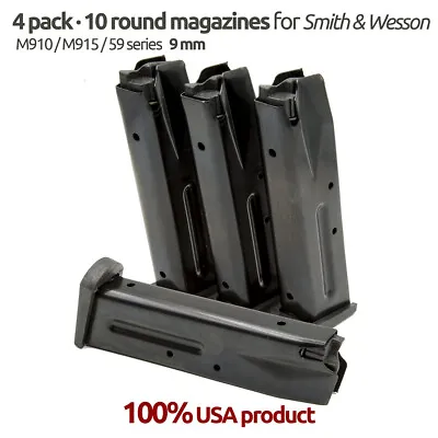 4 Pack For Smith & Wesson 59915910 Marlin Camp 9MM 10 Round Blue Magazines • $60