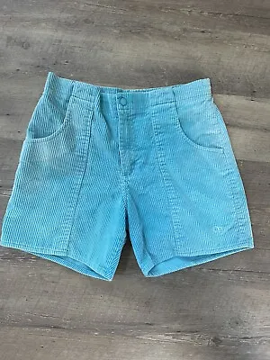 Vtg OP Ocean Pacific Longrider Corduroy Shorts 32 Surf Skate Aqua 80s 90s • $75