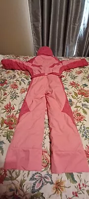 $33 • Buy Obermeyer Girls I Grow Ski Pink Snow Suit 6 Hooded Belted Zip Pockets EUC (V)
