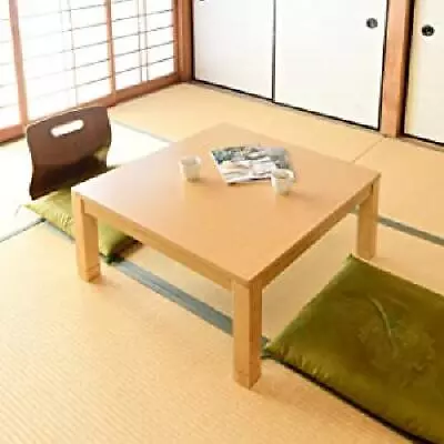 80x80cm Japanese Wooden Kotatsu Table Foot Heater Modern Square Natural Brown • £553.33