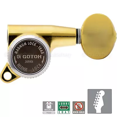 NEW Gotoh SG381-05 MGT Magnum Oval Buttons LOCKING TUNERS SET 6 In Line - GOLD • $79.95