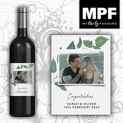 £3 • Buy Personalised Photo Bottle Label Wedding Engagement - Wine Champagne Prosecco