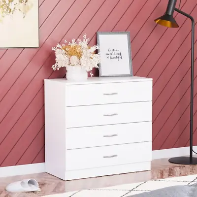 White Chest Of Drawers 4 Drawer Bedroom Storage Cabinet Furniture  • £70.22