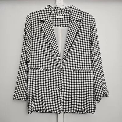 Dissh Jacket 12 Check Black White Button Up Collar Long Sleeve Back Split Ladies • $29.99