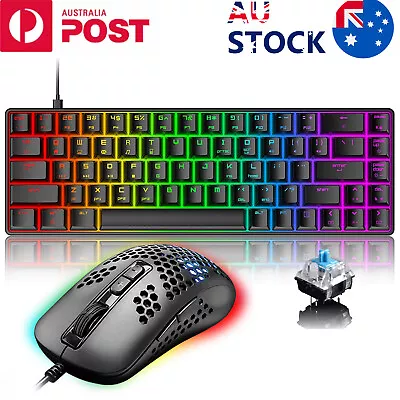 Wired 60% Gaming Keyboard And Mouse Combo True Mechanical RGB Backlight Type C • $19.99