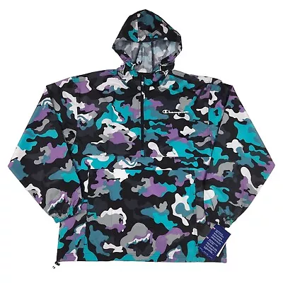 Champion Men's Stadium Packable Camo Purple Blue Jacket (NWT) • $26