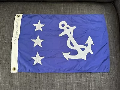 Vintage Past Commodore 12x18 Heritage Flag Co Hingham MA Navy Boating Yachting • $75