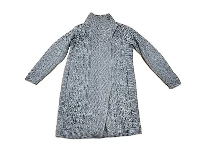 100% Merino Wool Aran Crafts Dress Gray  Sweater Dress Tunic Cowl Neck Zip Up • $49.99