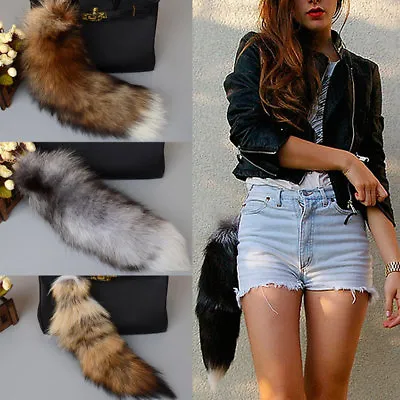 Large Long Fox Fur Tail Keychain Key Ring Chain Bag Handbag Charm Decoration New • $7.79