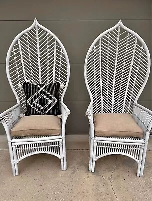 Vintage  Rattan Wicker Peacock Chairs 1970s  • $300