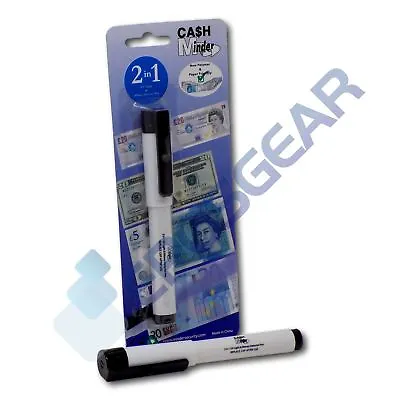 Cash Minder 2 In 1 Counterfeit Forged Note Detector Pen & Integrated UV Light • £4.04