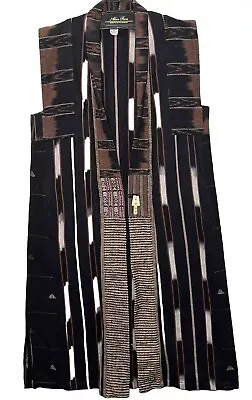 Veranda Wear Handwoven Kimono Vest Art To Wear One Size 100% Cotton Indigenous • $98.88