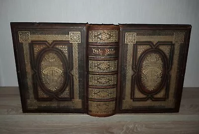 Stunning Large Holy Bible Exquisite Fine Binding Plates Family Register Rare • £57