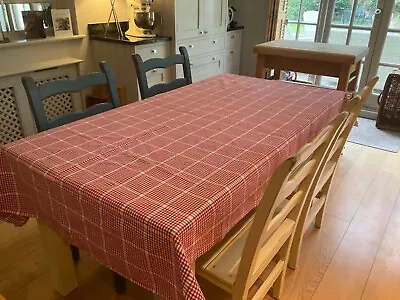 Heavy Cotton Tablecloth Red And White Check 80x50 Inches • £10