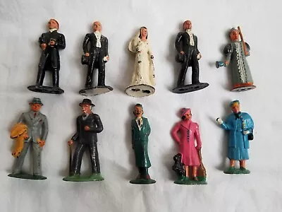 Lot  10 Barclay Manoil 1930's Metal Figures Bride Groom Tuxedo Preacher Ladies • $28