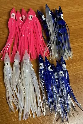 $22.75 • Buy 25/50/100 9cm UV Squid Skirt Lure Saltwater Soft Fishing Lures Assist Hook