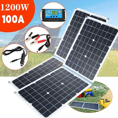 Solar Panel 1200W Kit Battery Charger Controller Caravan Van Boat Flexible RV • £72.54