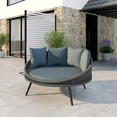 Grey Round Rope Effect Garden Day Bed - Como FTR088 • £344.92