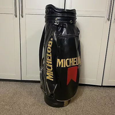 VTG Leather Michelob Beer Black Golf Staff Cart Bag 6 Way Divider W/ Hood Cover • $99.99