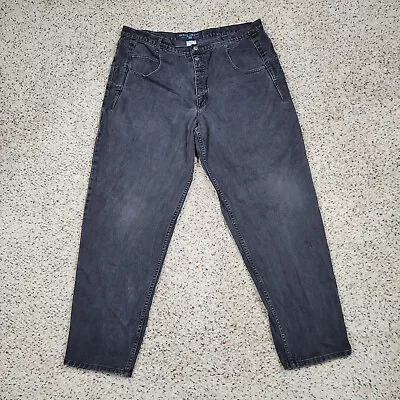 VTG Guess Jeans Mens 42 Black Denim Pascal 075 Tapered Loose Baggy 42x32 Adult * • $39.95