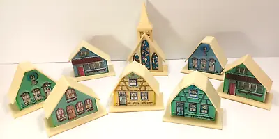 $9.99 • Buy 8 Vintage Alpine Village Christmas Plastic Houses Church
