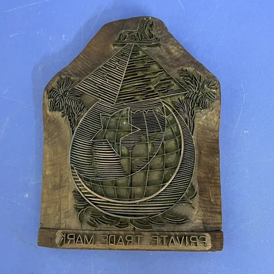 £149.99 • Buy Large Antique Printing Block Plate Letterpress Copper Wood Pyramid Sphinx 9 