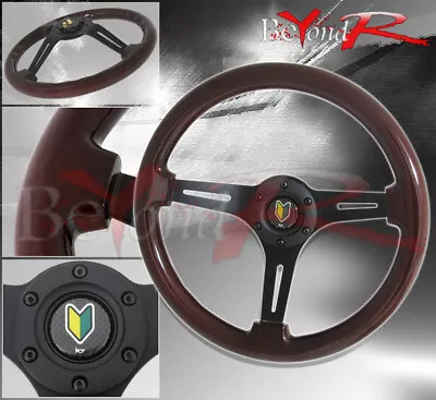 Dark Wood Tuning Light Weight Steering Wheel Jdm Vip Leaf Button Horn • $67.99