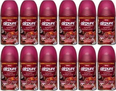 £16.59 • Buy 12 X Airpure Automatic Spray, Air Freshener Refill, Mulled Wine, 250ml