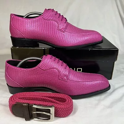 Rollins-010(Pink)By Bolano Men's Size 11 Formal Wedding Dress Shoes W/Bonus Belt • $52