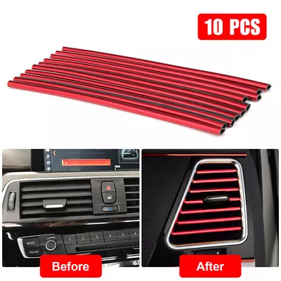 £3.25 • Buy 10pcs Auto Car Accessories Red Air Conditioner Outlet Decoration Strip Universal