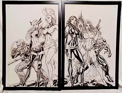 X-Men By J. Scott Campbell Set Of 2 11x17 FRAMED Original Art Poster • $79.95