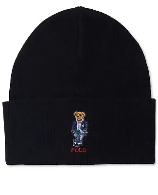 Polo Ralph Lauren Black Moose Bear Beanie Mens One Size Fits All - O/S • $33.60