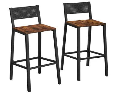 Rustic Bar Stools Vintage Industrial Breakfast Set Tall Metal Chair Kitchen Seat • £99.90