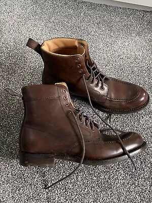 Joseph Cheaney Grassington B Derby Boot Dark Brown Leather Lace Up Ankle Size 8 • £38