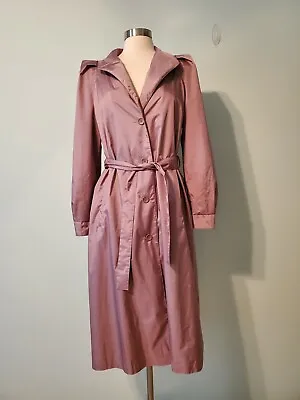 Vintage Weather Wise By Betsy B Shiny Lavendar Mauve Belted Raincoat Size 7/8 • $25.99