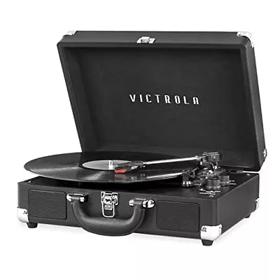 Vintage 3-Speed Bluetooth Portable Suitcase Record Player With Built Speakers BK • $36.19