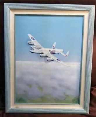 Vintage Military Airplane Aviation Oil Painting Original Signed Gordon Leeke Art • $123.75