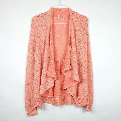 Anthropologie Moth Small Cardigan Winnie Coral Knit Draped Open Front Sweater • $34.99