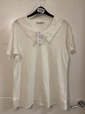 George Bnwt Cream Lace Collar Top T Shirt Size 12 • £9.99